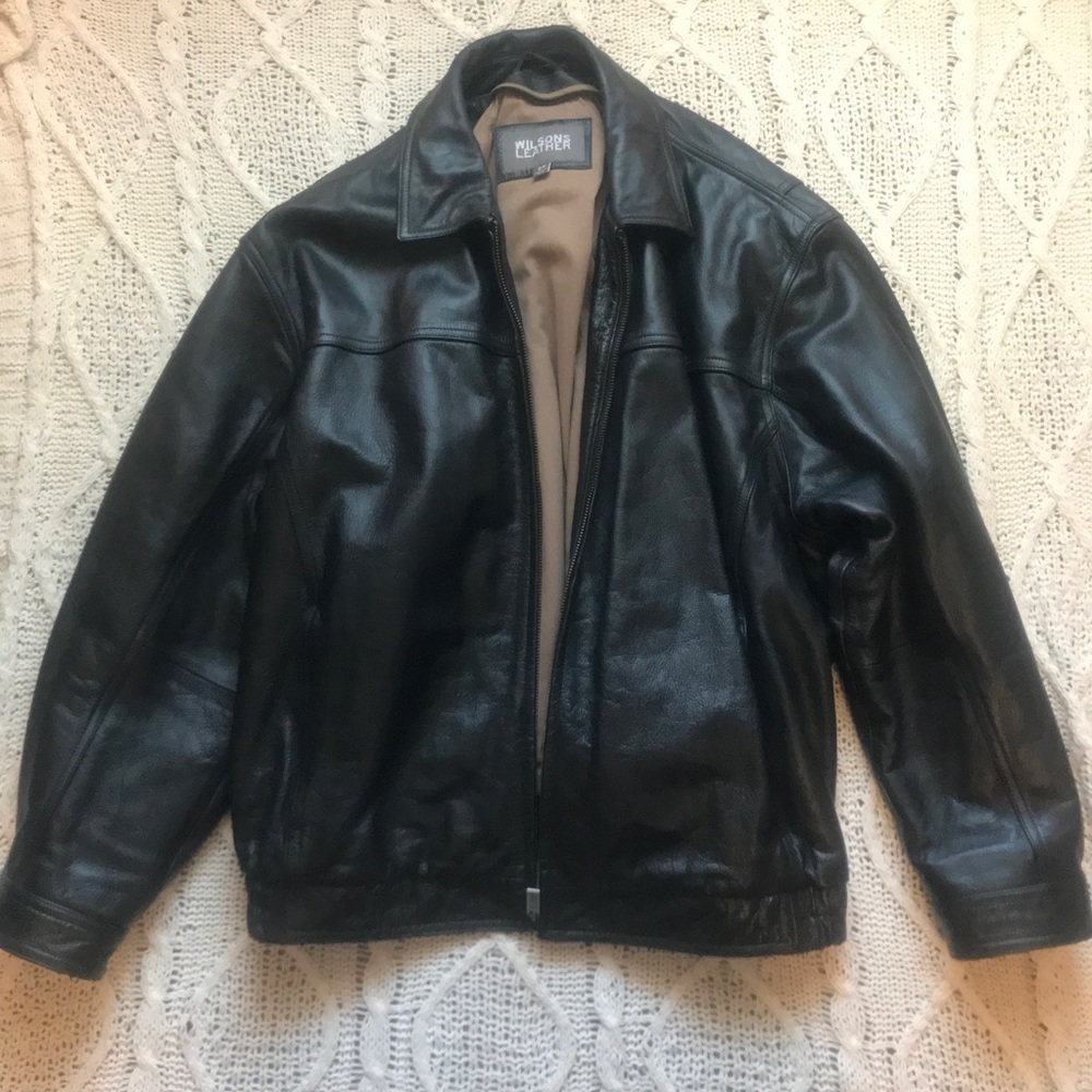 Wilsons Leather Classic Black Jacket with Tan Lining